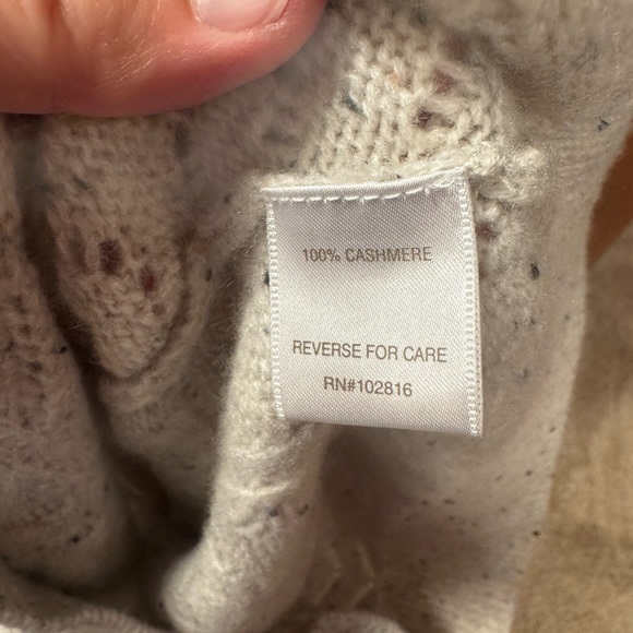 Garnet Hill Cream/Gray Mock Turtleneck Sweater - Picture 4 of 5